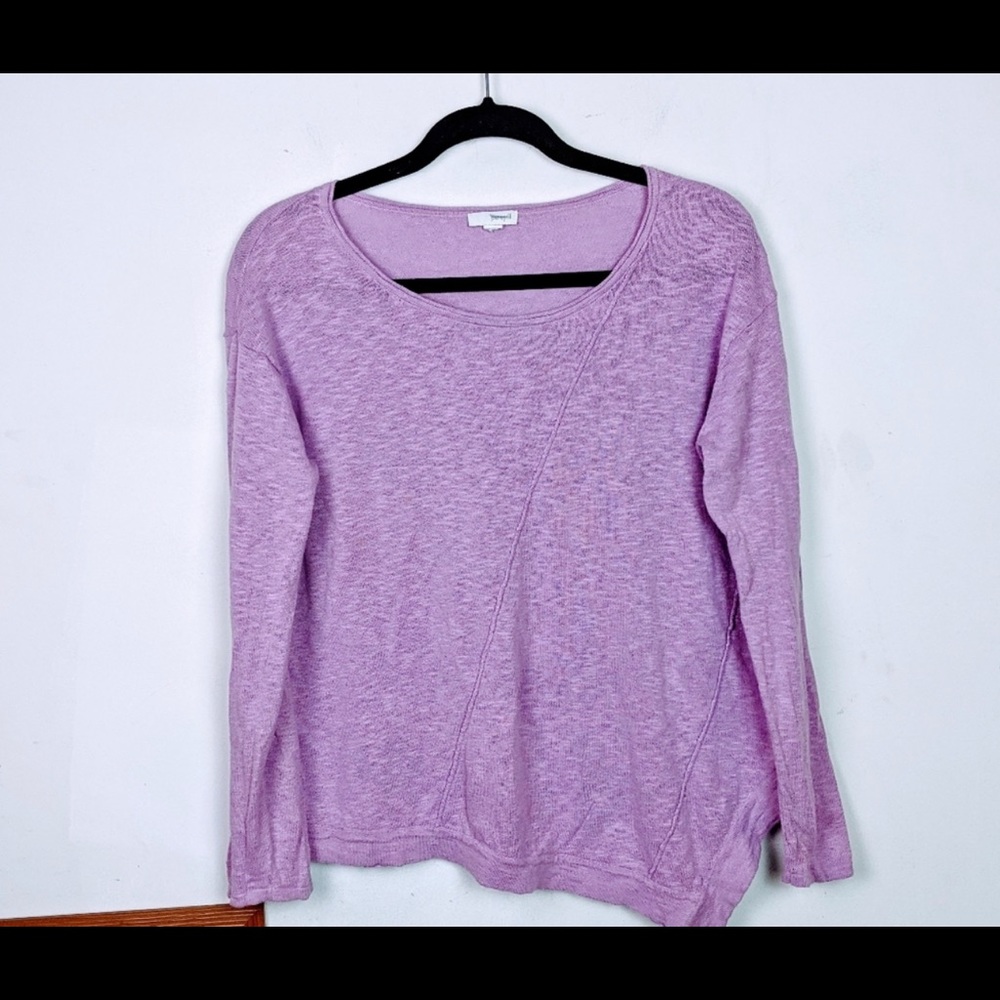 J. Jill Tops Pure Jill Linen Asymmetrical Hem Top Color Purple Size: MP